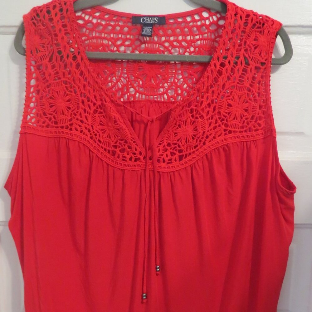 GIVE AWAY! Sleeveless Flare top with crochet details, 2X